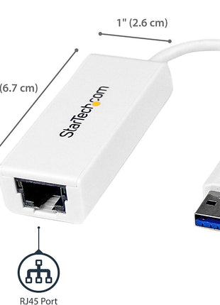 StarTech.com USB 3.0 to Gigabit Ethernet NIC Network Adapter - 10/100/1000 Network Adapter - USB to Ethernet LAN Adapter - USB to RJ45