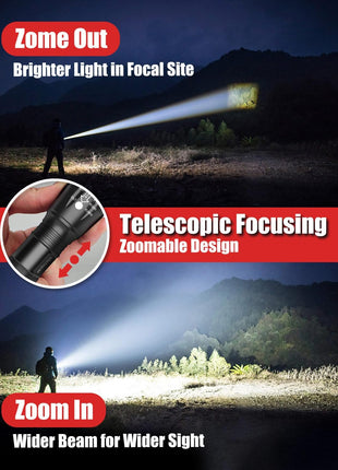 Victoper LED Flashlight 2 Pack, Bright Tactical Torch High Lumens 5 Modes, Waterproof Zoomable Flash Light for Outdoor, Birthday Gifts for Men, Dorm Room Hiking Camping Essentials Gear for Guys