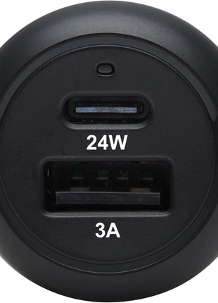 Tripp Lite USB Car Charger, 24W Dual Port USB Car Charger, USB-C 24W PD 3.0, USB-A 24W QC 3.0, Black (U280-C02-24W-1B)