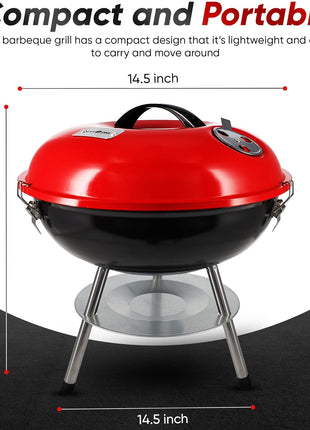 Gas One – 14-inch Portable Barbecue Grill with 3-Point Locking Lid for Heat Preservation – Dual Venting System – Small Charcoal Grill for Backyard, Camping, Boat