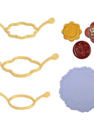 Wax Seal Stamp Kit - 3 Metal Molds & Silicone Mat | DIY Envelope Seals for Wedding Invitations, Gift Wrapping & Cards | Ideal for Crafting Enthusiasts