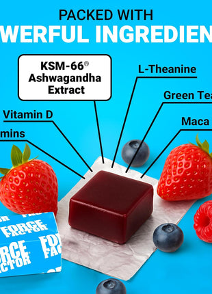 Force Factor Amazing Ashwa, Ashwagandha Supplement for Stress Relief | Memory, Focus, and Immune Support with KSM-66 Ashwagandha for Stress, Triple Berry, 120 Soft Chews