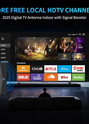 2025 Antenna for Smart TV for Local Channels,TV Antenna Indoor for Long Range Reception, Digital Antenna for Easy Installation and All Smart/Old TVs, Supports 4K 1080P HD VHF UHF