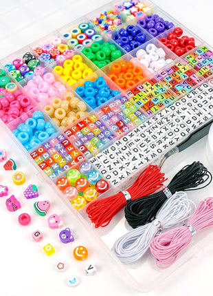 Dowsabel Bracelet Making Kit, Beads for Bracelets Making Pony, Kandi, Polymer Clay, Smile Face & Letter Beads for Jewelry Making, DIY Arts and Crafts Gifts Toys for Girls Age 6-12