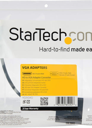 StarTech.com 1080p 60Hz HDMI to VGA High Speed Display Adapter - Active HDMI to VGA (Male to Female) Video Converter for Laptop/PC/Monitor (HD2VGAE2)