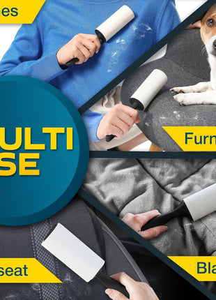 Lint Rollers for Pet Hair, Sticky, Remover for Couch, Clothes Furniture and Carpet. Dog Hair Remover Cat Hair, Animal Fur, Fuzz. 5 Large Lint Rollers
