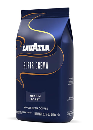 Lavazza Super Crema Whole Bean Coffee, Medium Espresso Roast, Arabica and Robusta Blend, 2.2 lb Bag, Package May Vary (Pack of 1)