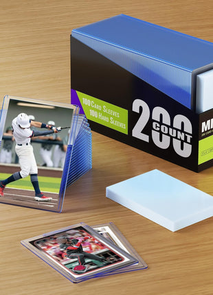 200 Pack Hard Card Sleeves, Plastic Card Sleeves, Baseball Sports Trading PKM Cards Holder Protectors (100 Hard Sleeve + 100 Soft Sleeve)