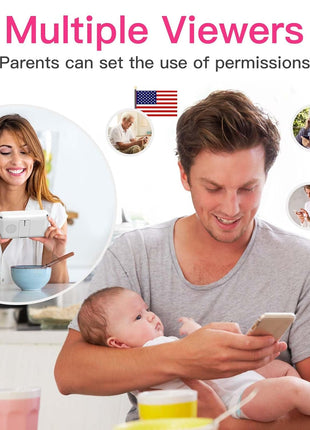 Simyke Smart Video Baby Monitor with Camera and Audio,Dual Mode,WiFi On/Off Switch,2.8inch Display,App,1080p Camera,1500ft Long Range,Night Vision,2-Way Talk,AI Baby Growth Album Function