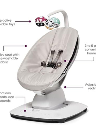 4moms MamaRoo Multi-Motion Baby Swing, Bluetooth Enabled with 5 Unique Motions, Grey