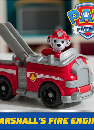 Paw Patrol, Marshall's Firetruck Toy Vehicle with Collectible Action Figure | Action Rescue Vehicle, Rolling Wheels, Movable Ladder, Pretend Play, Sustainably Minded, Kids Toys for Boys & Girls Ages 3+