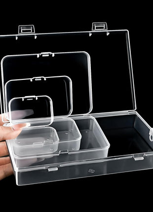 24 Pack Mixed Sizes Small Plastic Storage Containers, Mini Rectangular Small Items Organizer Boxes with Hinged Lids and Labels for Craft Jewelry Beads