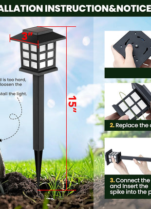 GIGALUMI Solar Outdoor Lights,12 Pack LED Solar Lights Outdoor Waterproof, Solar Walkway Lights Maintain 10 Hours of Lighting for Your Garden, Landscape, Path, Yard, Patio, Driveway
