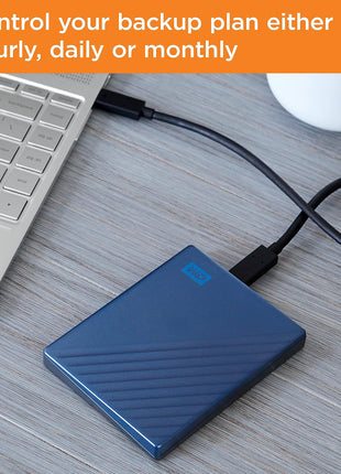 WD 2TB My Passport Ultra, Blue, Portable External Hard Drive, backup software with defense against ransomware, and password protection, USB-C and USB 3.1 - WDBC3C0020BBL-WESN