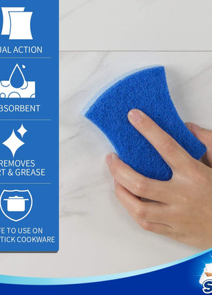 MR.SIGA Non-Scratch Cellulose Scrub Sponge, Dual-Sided Dishwashing Sponge for Kitchen, 12 Pack