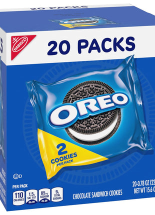 OREO Chocolate Sandwich Cookies, 20 Snack Packs (2 Cookies Per Pack) | Individually Wrapped