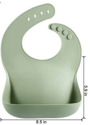 PandaEar Set of 3 Silicone Baby Bibs Waterproof, Soft, Unisex, 10-72 Months (Brown/Blue/Green)