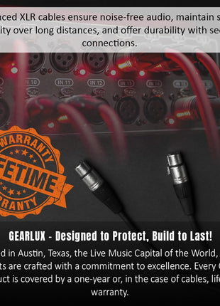 Gearlux XLR Microphone Cable, Fully Balanced, Male to Female, 25 Feet - 2 Pack