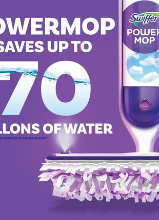 Swiffer PowerMop Mopping Kit for Floor Cleaning, Set Includes 1 Power Mop, 2 Replacement Pads, 1 Liquid Solution Refill, 2 Batteries, No Bucket Needed Electric Spray Cleaner, Multi-Surface and Wood