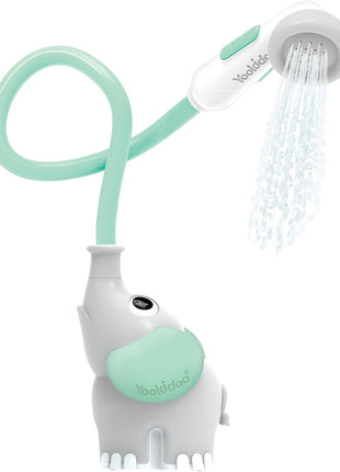 Yookidoo Baby Bath Shower Head - Elephant Water Pump and Trunk Spout Sprayer - One Handed Flow Control for Newborn Babies in Tub Or Sink (Turquoise)