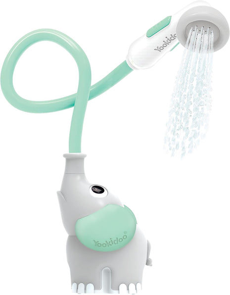 Yookidoo Baby Bath Shower Head - Elephant Water Pump and Trunk Spout Sprayer - One Handed Flow Control for Newborn Babies in Tub Or Sink (Turquoise)