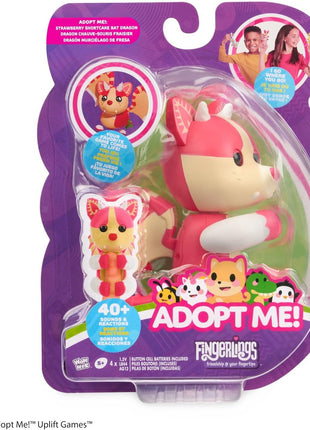 Adopt Me! x Fingerlings, Adopt Me! Strawberry Shortcake Bat Dragon, Legendary Interactive Pet with 40+ Sounds & Reactions (Ages 5+)