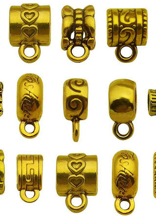 WOCRAFT 100 pcs Clasp Bail beads Charms,Bail Tube Beads, Loose Spacer Bead,Bead Hanger Charm for Jewelry Making DIY Necklace Bracelet