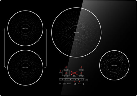 30 Inch Induction Cooktop 4 Burners, Flat Glass Top Electric Stove with Bridge-SYNC, 3 Preset Modes Booster, Timer, Pause, Child Lock, Drop in, 208~240V/40A, Black