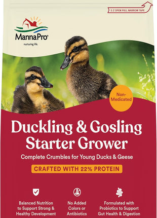 Manna Pro Duck Starter Grower Crumble | Non-Medicated Feed for Young Ducks | Supports Healthy Digestion | 25 Pounds