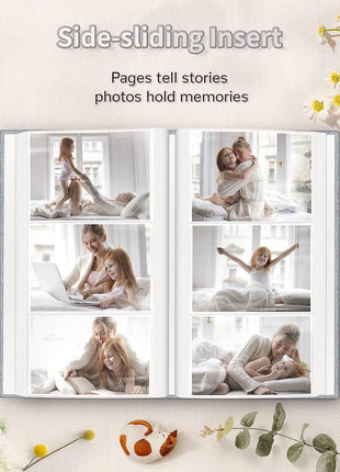 Artfeel Photo Album 4x6 with 300 Pockets,Slip-in Picture Albums,Linen Cover Memory Book with Front Window,White Page Vertical Photo Book for Wedding,Family,Anniversare,Baby,Vacation,Father's Day