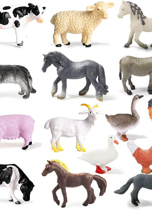 15 Pcs Mini Figures Toys Realistic Farm Animal Figurines, Plastic Learning Educational Playset Animal Themed Party Supplies Cake Topper Ornaments for Easter Egg Birthday Christmas