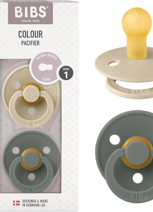 BIBS Pacifiers Colour Collection | Natural Rubber Baby Pacifier | Set of 2 BPA-Free Soothers | Made in Denmark | 0+ Months (Pack of 2) | Dusty Blue/Steel Blue