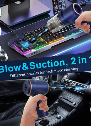 KMM Handheld Car Vacuum Cleaner, 9000Pa Vacuum Cleaner and Air Duster, 120W High Power Hand Held Vacuum with LED Light and Multi-Nozzles for Car, Home, Office, Pet