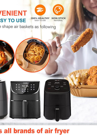 Air Fryer Liners Disposable 9 Inch, 9 inch Air Fryer Liners 125 Pcs Large Square Air Fryer Paper Liners for 5QT 6qt 8QT Air Fryer, Non-stick Parchment Paper for Frying, Baking
