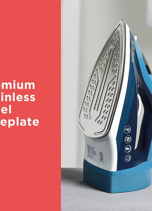 BLACK+DECKER Steam Iron for Clothes with Retractable Cord | Retractable-cord steam iron with anti-drip, vertical steam, auto clean and spray mist for easy ironing.