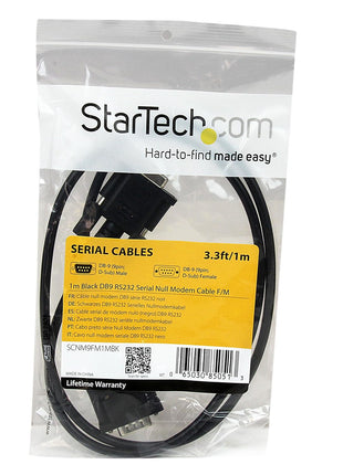 StarTech.com 1m Black DB9 RS232 Serial Null Modem Cable F/M - DB9 Male to Female - 9 pin Null Modem Cable - 1x DB9 (M), 1x DB9 (F), Black (SCNM9FM1MBK)