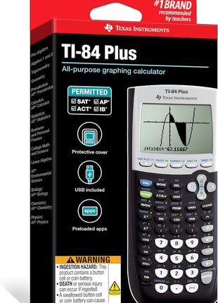 Texas Instruments TI-84 Plus Graphics Calculator, Black 320 x 240 pixels (2.8 inch diagonal)