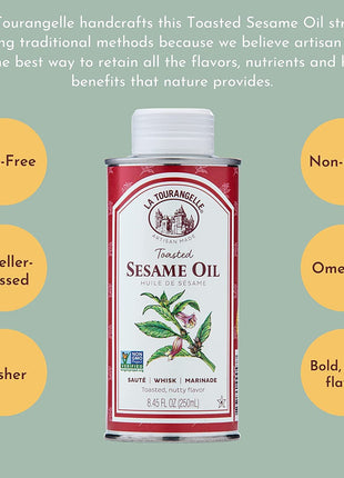 La Tourangelle, Toasted Sesame Oil, Great for Cooking, Add to Noodles, Stir-Fry, Vegetables, Vinaigrettes, and Marinades, 16.9 Fl Oz
