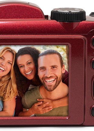 KODAK PIXPRO AZ255 16MP Digital Camera, 25x Optical Zoom, AA, OIS, Red | Image Stabilization 1080p Full HD Video 3' LCD Vlogging
