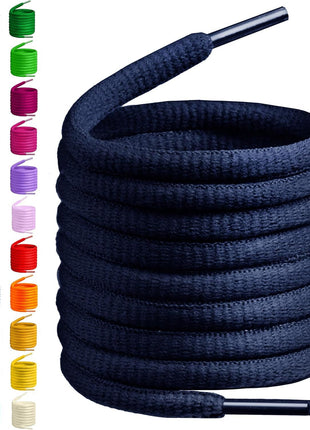BIRCH's Oval Shoelaces 27 Colors Half Round 1/4 inch Shoe Laces 4 Different Lengths (45.5 inch (115cm) - L, Black)