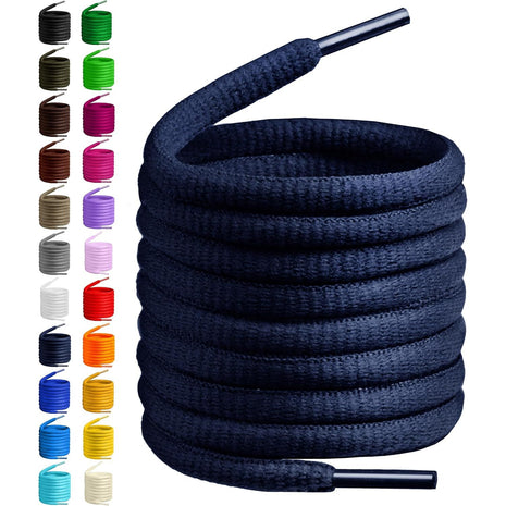 BIRCH's Oval Shoelaces 27 Colors Half Round 1/4 inch Shoe Laces 4 Different Lengths (45.5 inch (115cm) - L, Black)