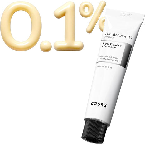 COSRX Pure Retinol 0.1/0.3 Cream, 0.7 fl oz (20 ml), Retinol Cream, Vitamin E, Allantoin, Hyaluronic Acid, Panthenol, Pure Retinol, Firmness, Luster, Elasticity, Sensitive Skin, Human Application Test