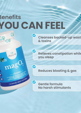 nbpure MagO7   Natural Colon Cleanse & Detox | Occasional Constipation Relief, Stool Softening, & Bloating Support for Men & Women | Ozonated Magnesium Oxide, 90 Capsules
