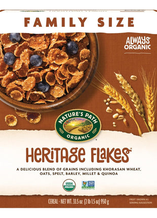 Nature's Path Organic Heritage Flakes® Cereal, 33.5 oz (Pack of 1), Ancient Grains, 23g Whole Grains, Non-GMO