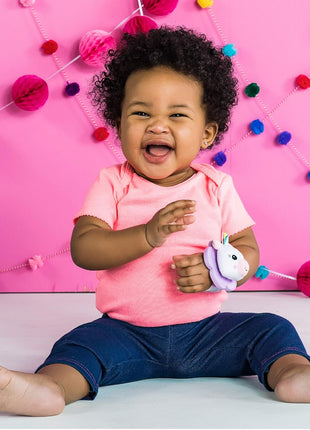 Bright Starts Rattle & Teethe Wrist Pals Toy, Unicorn & Llama, Newborn+, 2 Count