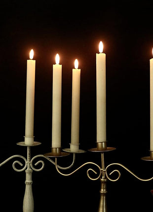 GenSwin Flameless Ivory Taper Candles Flickering with 10-Key Remote, Battery Operated Led Warm 3D Wick Light Window Candles Real Wax Pack of 6, Christmas Home Wedding Decor(0.78 X 9.64 Inch)