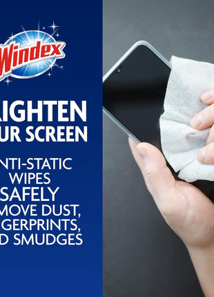 Windex Electronic Cleaning Wipes, Pre-Moistened Screen Wipes for TVs, Phones, and Other Electronics, Resealable for a Freshness Lock, 25 Count
