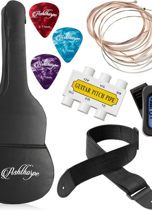 Ashthorpe 38-inch Beginner Acoustic Guitar Package (Blue), Basic Starter Kit w/Gig Bag, Strings, Strap, Tuner, Pitch Pipe, Picks