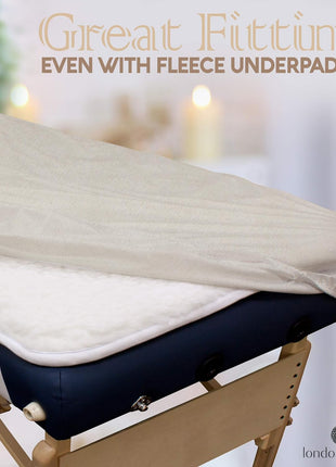LONDON LINENS Extra Thick 3 Piece Set Massage Table Sheets Set - 100% Natural Cotton Flannel - Includes Massage Table Cover, Massage Fitted Sheet, and Massage Face Rest Cover (Natural)