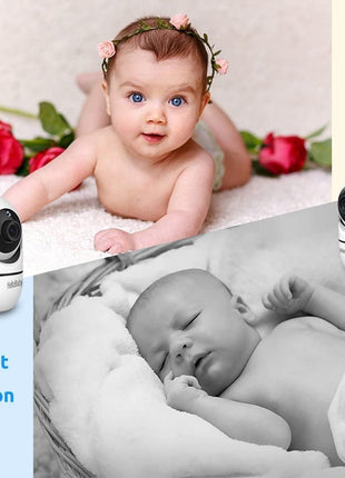 HelloBaby Upgrade 5'' Baby Monitor with 30-Hour Battery, 2 Cameras Pan-Tilt-Zoom, 1000ft Range Video Audio Baby Monitor No WiFi, VOX, Night Vision, 2-Way Talk, 8 Lullabies and Temperature